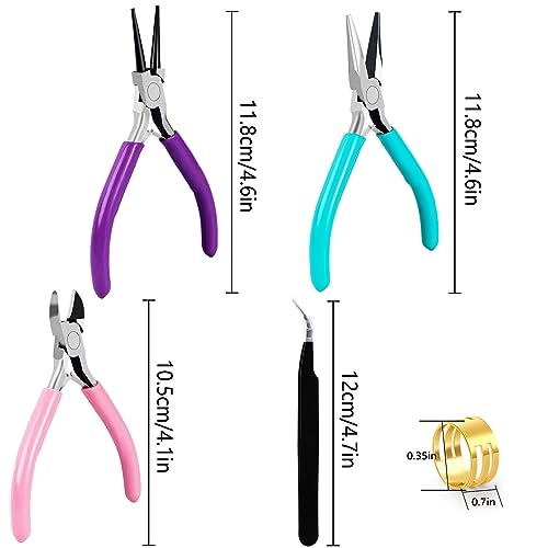 URSKYTOUS 3Pcs Jewelry Pliers Set Jewelry Making Pliers Tools Kit Include Jewelry Making Needle Nose Chain Nose Round Pliers Wire Cutter for Bracelet Beading DIY Craft Jewelry Making Supplies - color: Bm Pink Blue Purple