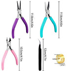 URSKYTOUS 3Pcs Jewelry Pliers Set Jewelry Making Pliers Tools Kit Include Jewelry Making Needle Nose Chain Nose Round Pliers Wire Cutter for Bracelet Beading DIY Craft Jewelry Making Supplies - color: Bm Pink Blue Purple