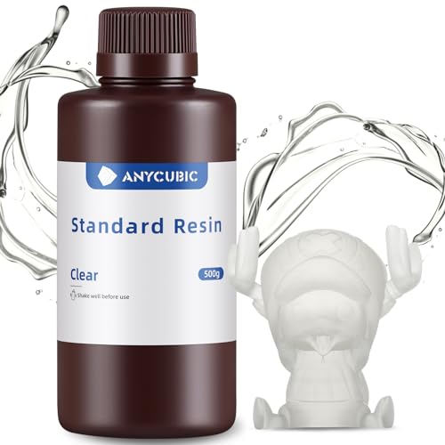 ANYCUBIC 3D Printer Resin, 405nm SLA UV-Curing Resin with High Precision and Quick Curing & Excellent Fluidity for LCD 3D Printing (Clear, 500g) - color: Clear, size: 500g