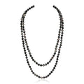 Bead Strand Versatile 60" Long Wrap Necklace - Handmade Knotted Multi Layer Sparkly Crystal, Semi Precious Natural Stone, Lava, Glass Faux Pearl - color: Natural Stone Bead - Imperial Jasper Black