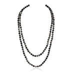 Bead Strand Versatile 60" Long Wrap Necklace - Handmade Knotted Multi Layer Sparkly Crystal, Semi Precious Natural Stone, Lava, Glass Faux Pearl - color: Natural Stone Bead - Imperial Jasper Black
