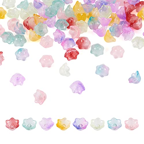 Beadthoven 80pcs 8 Colors Flower Lampwork Glass Bead Caps Mini Transparent Colorful Trumpet Flower Crystal Beads End Spacers for DIY Bracelet Necklace Earring Jewelry Making Craft 7x11.5mm - color: Mini Flower