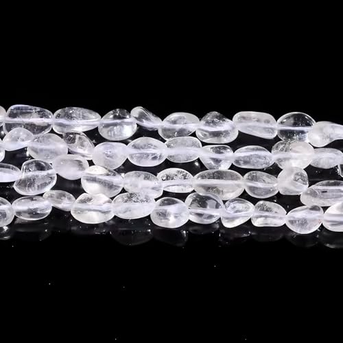 HAAMIIQII Natural Clear Quartz White Crystal Pebble Stone 5-8mm Small Irregular Freeform Tumbled Loose Gemstone Beads for Jewelry Making Strand 15 Inch (45-50pcs) - color: Clear Crystal Quartz