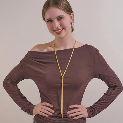 Gold Silver Necklace for Women Y Chain Adjustable Gold Long Necklaces Fashion Dainty Jewelry - color: gold G