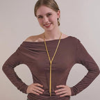 Gold Silver Necklace for Women Y Chain Adjustable Gold Long Necklaces Fashion Dainty Jewelry - color: gold G