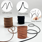 LUSTEMBER Leather String, Faux Leather Cord, Flat Suede Leather Lace for Necklaces, Bracelets, Jewelry Making, Tassels, Dream Catchers and Art Crafts - size: Light Brown