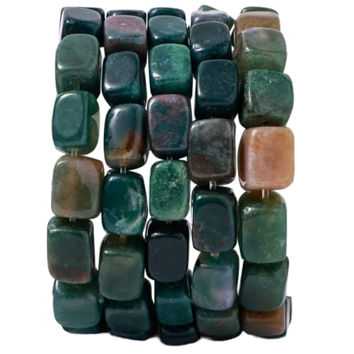 Natural Large Indian Agate Cube Stone Beads 8x11mm 38cm/str Loose Semi Gemstone Stone Square Beads for Making Bracelets Necklace - color: Indian Agate