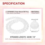 PATIKIL 8 mm Natural Clear Quartz Loose Beads, 2 Strands Crystal Round Stone Strand Beads Gemstone Loose Bead Spacer Beads for Jewelry Making DIY Necklace Bracelet, White - color: White, size: 8 mm