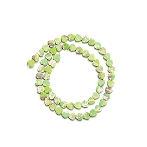 6mm Natural Garss Green Imperial Jasper Stone Beads Heart Shape Cute Fine Gems Spacer Beads Fit Jewelry Making DIY Exquisite Necklace Bracelet Accessory - color: Garss Green Imperial Jasper