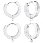 Beebeecraft 1 Box 16Pcs Round Leverback Earring Hooks 925 Sterling Silver Plated Huggie Hoop French Earring Findings with 316 Surgical Stainless Steel Pins for Jewelry Making Supplies(13x15mm) - color: Silver