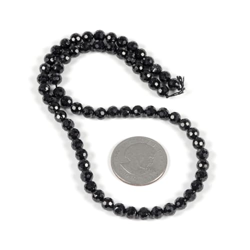 6mm Black Spinel Faceted Gemstone Round Loose Beads Strand 15.5-16" DIY Jewelry Making - color: Black Spinel