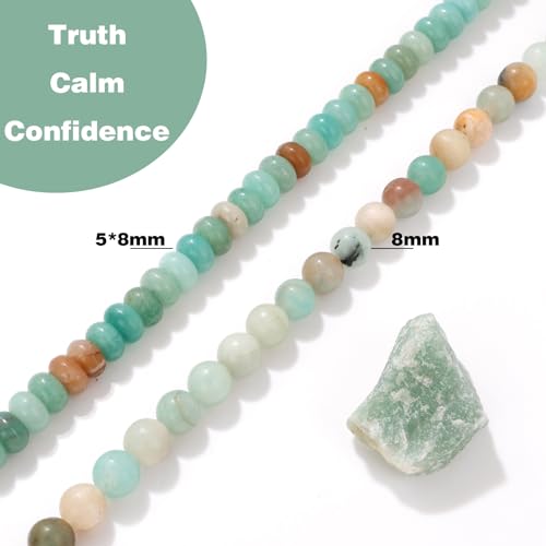 Raicegs 100pcs 5×8mm Rondelle Amazonite Beads Natural Gemstone Beads Abacus Disk Stone Loose Beads for Jewelry Making DIY Bracelets Necklace - color: Amazonite, size: 5×8mm Rondelle
