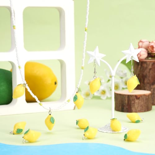 Craftdady Fruit Dangle Charms Pendants Cute Resin Food Pendants Apple Orange Pineapple Strawberry Pendants Lovely Vegetable Mushroom Charms for DIY Craft Earring Bracelet Necklace Jewelry Making - color: Yellow, Lemon