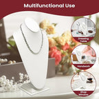 Novel Box White Leatherette Bust Stand Jewelry Necklace Display 8x5x15.5 Inches - Freestanding Travel Necklace Holder Stand - Necklace Mannequin Organizer Stands - Necklace Displays X-Large - color: White Leatherette, size: X-Large