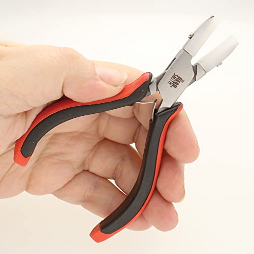 The Beadsmith Flat Nylon Jaw Pliers – Fine Tips – 5 inches (127mm) – Ergonomic Handle with Double Leaf Springs – Jewelry Making Tool for Creating Bracelets, Earrings and Necklaces - size: Flat Nylon Jaw - 5"