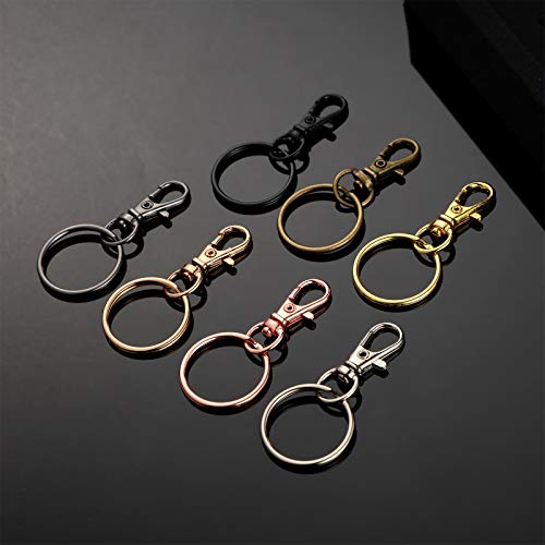 Hotop 100 Pieces Swivel Clasps Set 50 Piece Lanyard Snap Hooks with 50 Piece Key Chain Rings, Lobster Keychain Clip Hooks Lobster Claw Clasps for Keychain Jewelry DIY (Multicolored)