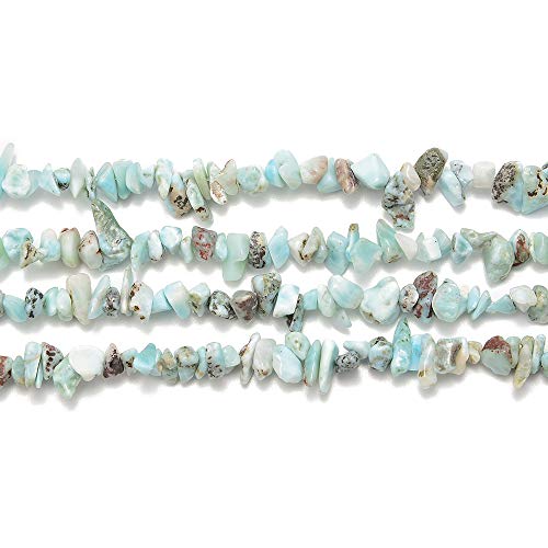 PLTbeads 5-8mm Natral Healing Gemstone Waist Bracelets Necklace Kit Irregular Stone DIY Crafts Design Jewelry Making 1 Strand per Bag Approxi 34 inch (Larimar Chips) - color: Larimar Chips