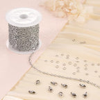 16.4 Feet Stainless Steel Oval Lip Jewelry Making Chains Silver Chain Bulk for Jewelry Making DIY Craft Findings - color: Lip Silver