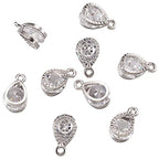 Beadthoven 100pcs Cubic Zirconia Alloy Charms Drop Shaped Platinum Pendants for Jewelry Making Choker Tiny Dangle Accessories - color: Platinum-Drop
