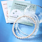 2/3-Pieces 4mm 6mm 8mm Natural Crystal Gemstone – Handmade Reiki Energy Healing Stretch Bracelets Jewelry for Yoga, Meditation, Unisex - color: 3 Pieces (Opalite&TianshanJade&WhiteFossilJasper), size: 4mm