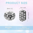 uxcell 50Pcs European Large Hole Beads, Rhinestone Craft Bead Crystal Charm Spacer Beads for Pens Bracelet Making Necklace DIY Craft, Black White - color: Black White