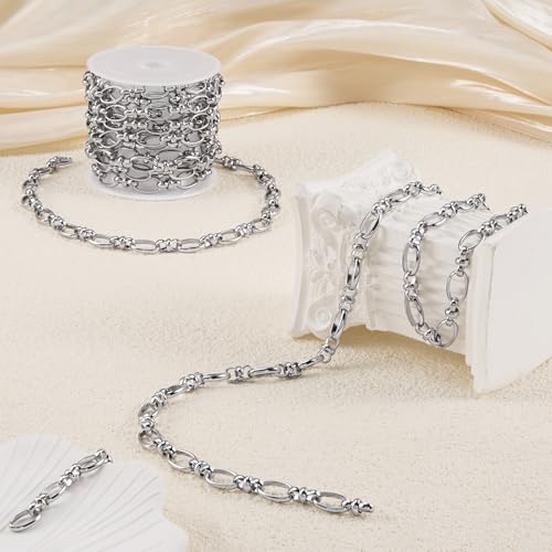 YOUBEIYEE 2 Meters Stainless Steel Chain for Jewelry Making Oval Rolo Chains for Men and Women Necklace Bracelet DIY Jewelry Supplies Findings - color: Oval Silver