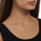 Amazon Essentials 14k Gold or Sterling Silver Plated Figaro Chain Necklace - color: Silver, size: 18", style: 2 mm