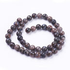 45Pcs Natural Glaucophane Beads 8mm Round Natural Gemstone Beads Smooth Loose Spacer Bead for DIY Craft Bracelet Necklace Earrings Jewelry Making Supplies - color: Natural Glaucophane, Saddle Brown