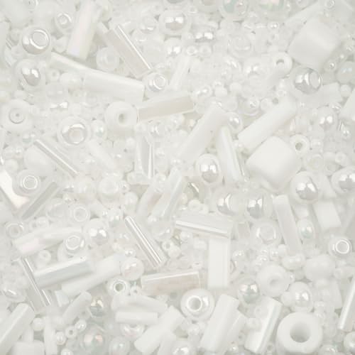 50g John Bead Bead Bar Assorted White Mix Czech Glass Seed Beads for DIY Crafts Jewelry Friendship Bracelet Necklace Earrings Phonecharm Making - color: White Assorted Mix