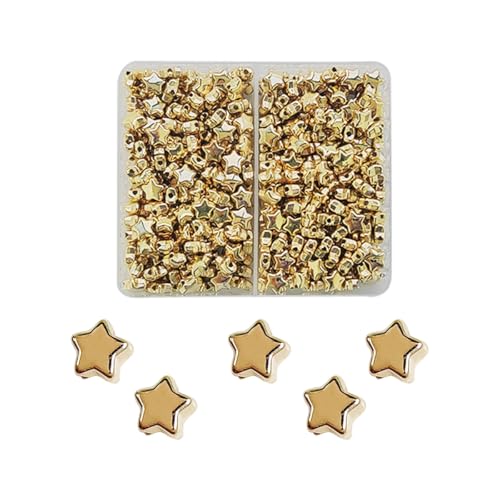 400 Star Shape Spacer Beads - 6mm Star Spacer Beads Accessories (Gold) - color: Gold