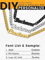 GoldChic JEWELRY Name Necklace Personalized for Men, Womens Custom Name Plate Chain, Stainless Steel Customized Old English Nameplate Choker with Curb Chains Custom, 16 inches to 30 inches - color: Cuban Chain 6 mm - Gold