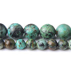 Natural Stone 6mm African Turquoise Smooth Round Loose Beads Energy Gemstone DIY for Jewelry Making Bracelet Necklace 1 Strand 15" - color: African turquoise, size: 6mm