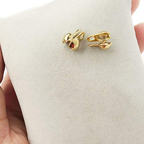 E-outstanding 200-Pack Clamshell Endcap Calottes Crimp End Cap Connector Clasp Fitting Ball Chain Calotte End Crimps Beads Connector Components for DIY Jewelry Making 3.2mm, Gold - color: Gold
