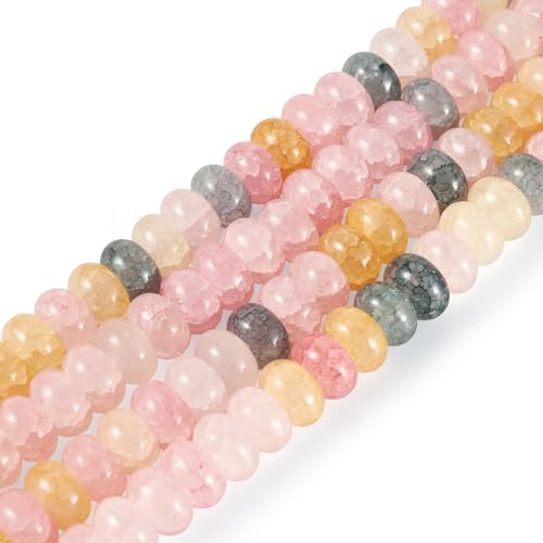 Rondelle Glass Beads About 155~159pcs/strand Imitation Gemstones Loose Spacer Beads for Jewelry Making Bracelet Necklace Earring DIY Crafts, 8x5mm, Pink - color: Pink