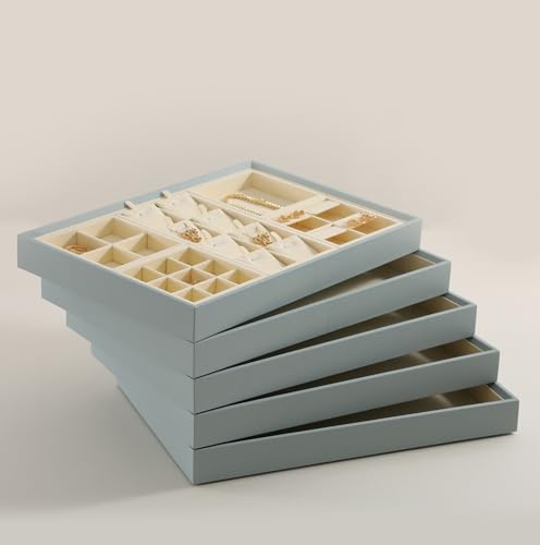 Dark Blue Jewelry Display Tray Ring Necklace Earring Bangle Organizer Multifunctional Storage Case for Jewelry Showcase (Small Empty Tray(beige)) - color: 17-Bangle Tray