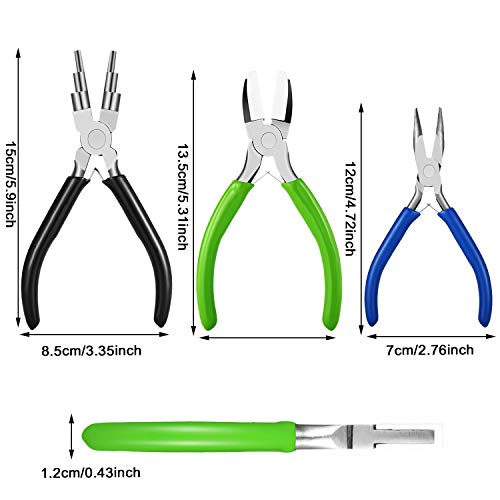 Mudder 3 Pieces Jewelry Pliers Set Includes 6-in-1 Bail Making Looping Nylon Nose Bent Nose Pliers for DIY Jewelry Beading Making Crafts Tool Wedding Easter Day Supplies