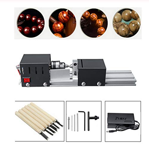 YWY Mini Lathe Machine Tool DIY Woodworking Wood lathe Milling machine Grinding Polishing Beads Drill Rotary Tool Set, 2.76 x 6.3inch, 12-24V 96W，7 Speeds