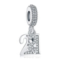 Love Family Friendship Graduation Mothers Nurses Day S925 Bead Pendant Charms for Pandora Bracelets Necklaces, Gifts Women, for Anniversary Birthday Valentines Day Christmas, Silver Gold - style: Number 21 Charms Pendant