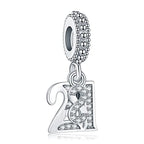 Love Family Friendship Graduation Mothers Nurses Day S925 Bead Pendant Charms for Pandora Bracelets Necklaces, Gifts Women, for Anniversary Birthday Valentines Day Christmas, Silver Gold - style: Number 21 Charms Pendant