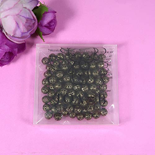TOAOB 100pcs 6mm Antique Bronze Filigree Hollow Ball Beads Round Metal Loose Spacer Beads for DIY Crafts Bracelets Necklaces Earrings Jewelry Making - color: Antique bronze, size: 6mm