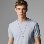 Stainless Steel Cross Necklace for Men, 24 Inch Crown Cross Chain Elegant Religious Jewelry Gift Non-Detachable Crown for Him