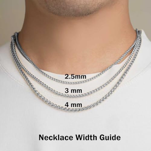 2.5mm/3mm/4mm Silver/Gold Stainless Steel Wheat Chain Necklace Jewelry for Men Women - size: 20 Inches, style: 2.5mm-Silver