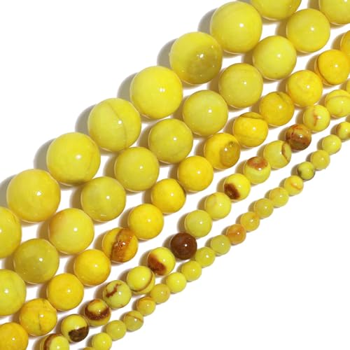 Yochus 50pcs 8mm Yellow Persian Jade Energy Healing Round Bulk Gemstone Beads for Jewelry Making Bracelet Necklace Earring DIY - color: yellow, size: 8mm