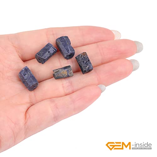 GEM-Inside 28Pcs 8x12mm Natural Blue Sapphire Quartz Gemstone Faceted Freeform Tube Column Chakra Beads for Jewelry Making Full 15" Strand Power Energy Healing Stone - color: Blue Sapphire