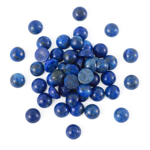 Fashewelry 50Pcs Natural Lapis Lazuli Cabochon Stone Half Round Beads 6mm Flat Back Gemstone Chakra Healing Crystal Dome Cover Cabs for Jewelry Making - color: 5-Dyed Lapis Lazuli, size: 6x3~4mm
