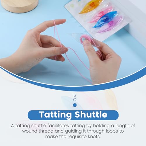 BUTUZE Tatting Shuttle Kit, 5 PCS Plastic Tatting Shuttle with Beading Needles Crochet Hooks Knitting Needles Big Eye Needles Tatting Needles for DIY Hand Lacemaking Craft Tool Weave Yarn Set - size: 5 PCS