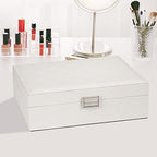 Jewelry Organizer Box for Girls Women - Double Layer Large Travel Jewelry Case with Gift Box/White - color: White
