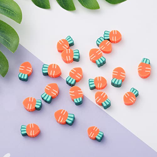 100pcs Carrot Polymer Clay 10mm Spacer Beads for Women Jewelry Making DIY Bracelet Necklace Hair Clip Easter Favor (Carrot) - color: Carrot