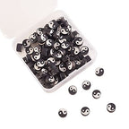 Airssory 100 Pcs Black and White Manmade Polymer Clay Soft Beads Flat Round with Taiji Ying Yang Sign Loose Bead Spacer for Lucky Jewelry Making - color: Yin Yang Beads_Black and White