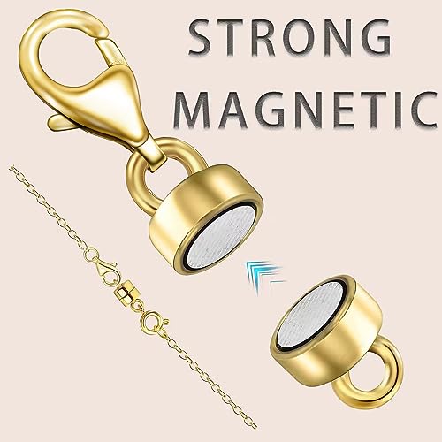 OHINGLT Magnetic Necklace Clasp Extra Strong, Gold and Silver Plated Magnet Jewelry Clasps Converters, Bracelet Extender for Women Seniors - color: 18Pcs | 9Gold & 9Silver